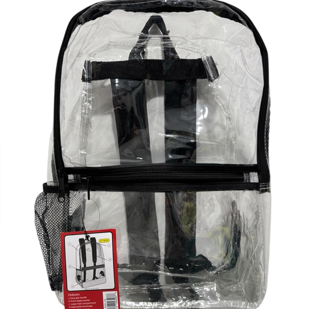 Clear Black Trim Backpack